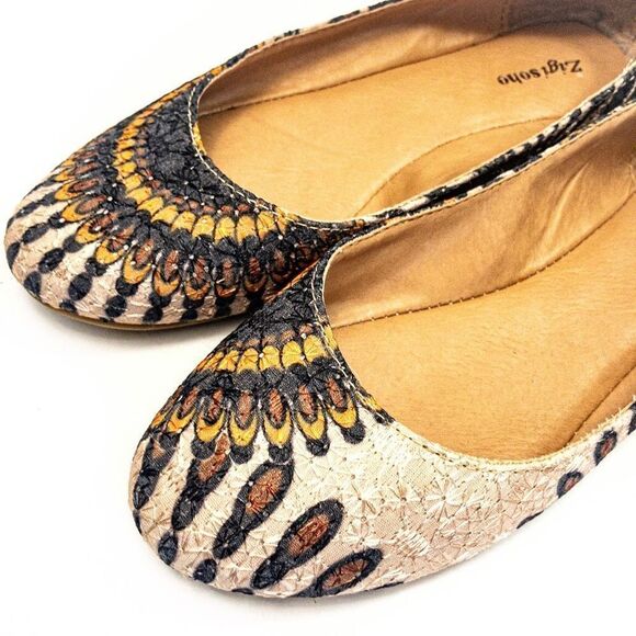 Zigi Soho Sprite Fabric Flats Peacock Sz 6.5 - Picture 3 of 9